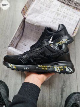 Стильні чоловічі кроси Premiata Triple Black чорні легкі модні повсякденні трендові демісезонні кросівки Premiata B00833L фото