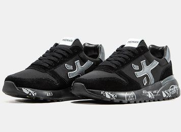 Premiata Black &mdash; чоловічі кросівки класичні чорні для активного міського носіння B00060L фото